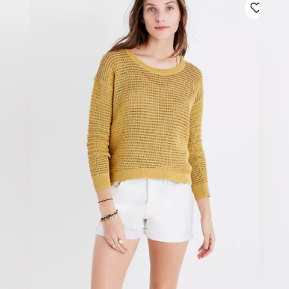 Madewell Sweater Yellow Gold Knit Relaxed Fit Size Extra Small